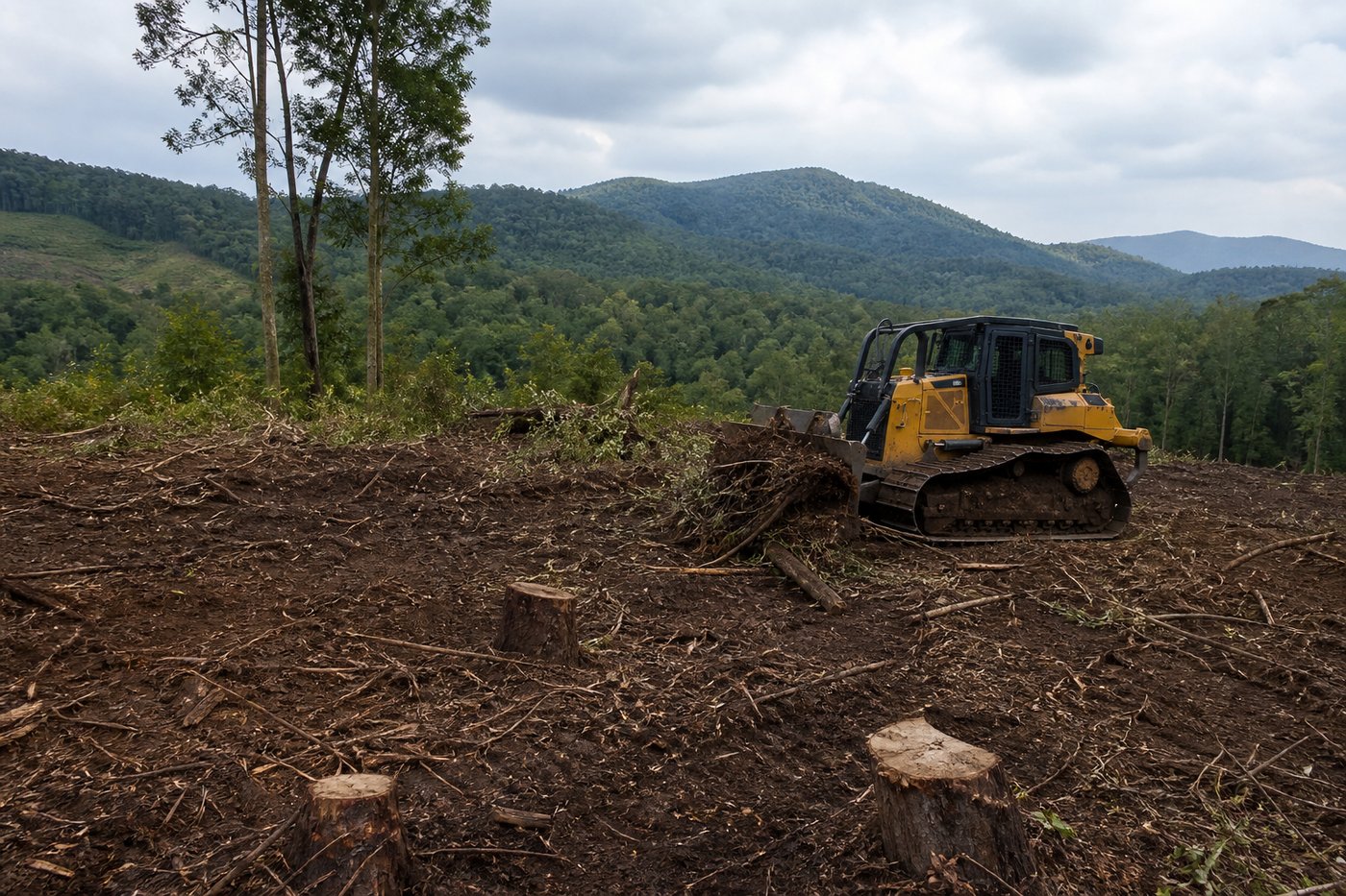 Land clearing and lot preparation in the hills near Bledsoe, KY